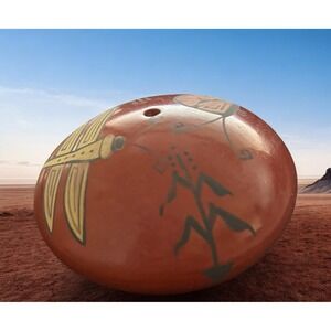 Native American Seed Pot Marcella Yepa Jemez Pueblo Dragonfly Corn Butterfly Art
